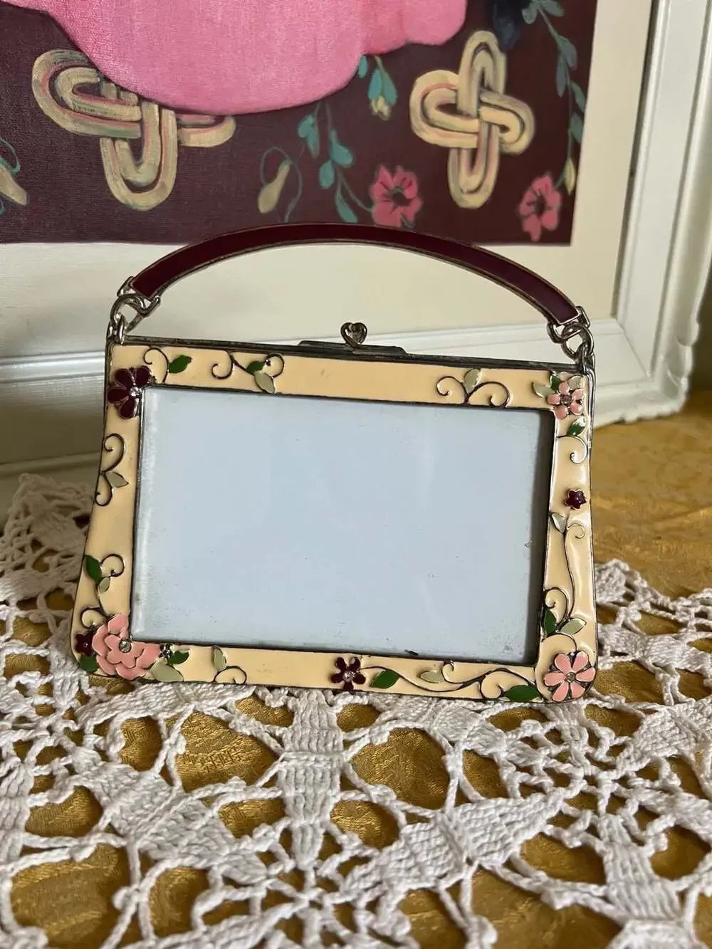 Sheffield Home Enameled Floral Purse-Style Picture Frame